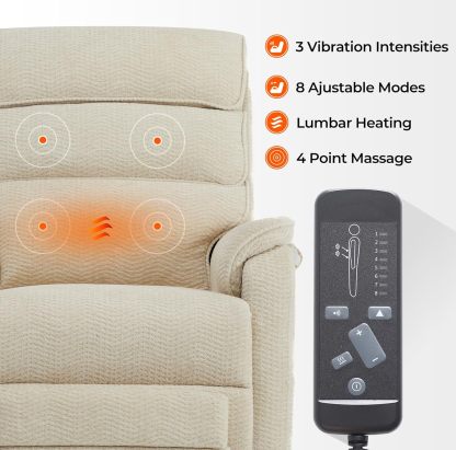Irene House 9188 Medium Dual Motor Lay Flat Recliner Lift Chair Recliners Infinite Position with Heat Massage for Elderly Up to 300 LBS Electric Power Lift Recliner Chair Sofa