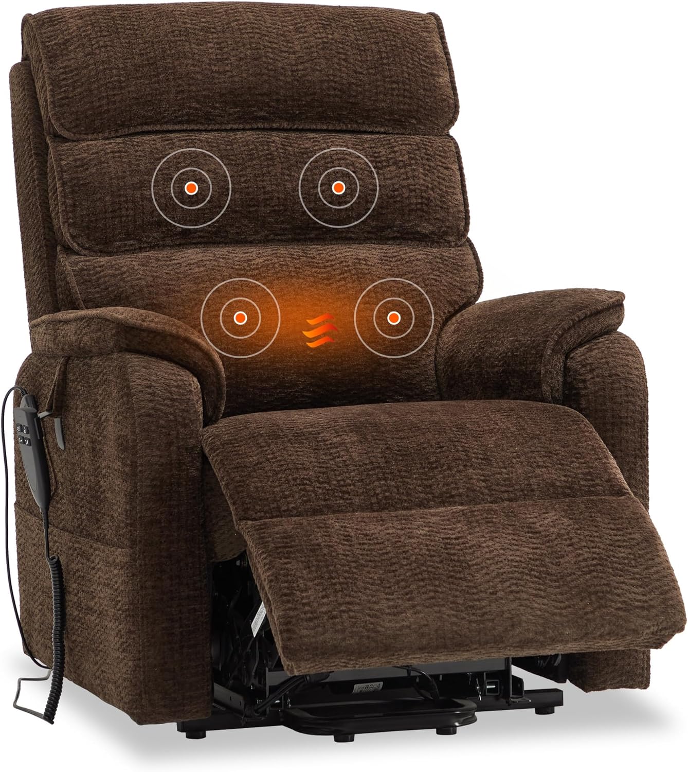 Irene House 9188 Medium Dual Motor Lay Flat Recliner Lift Chair Recliners Infinite Position with Heat Massage for Elderly Up to 300 LBS Electric Power Lift Recliner Chair Sofa