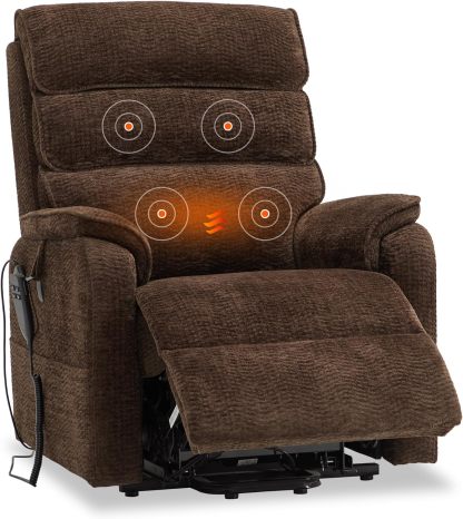 Irene House 9188 Medium Dual Motor Lay Flat Recliner Lift Chair Recliners Infinite Position with Heat Massage for Elderly Up to 300 LBS Electric Power Lift Recliner Chair Sofa