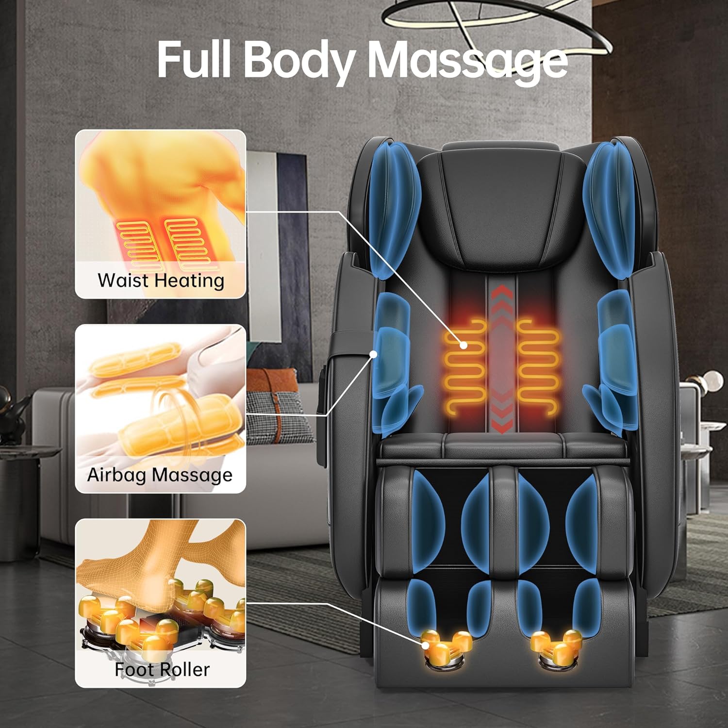 2024 Full Body Massage Chair, Zero Gravity Massage Chair Recliner with Heating Function, Auto Modes, Bluetooth Music Player, Foot Massage