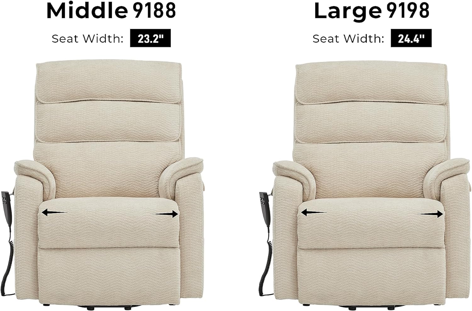 Irene House 9188 Medium Dual Motor Lay Flat Recliner Lift Chair Recliners Infinite Position with Heat Massage for Elderly Up to 300 LBS Electric Power Lift Recliner Chair Sofa