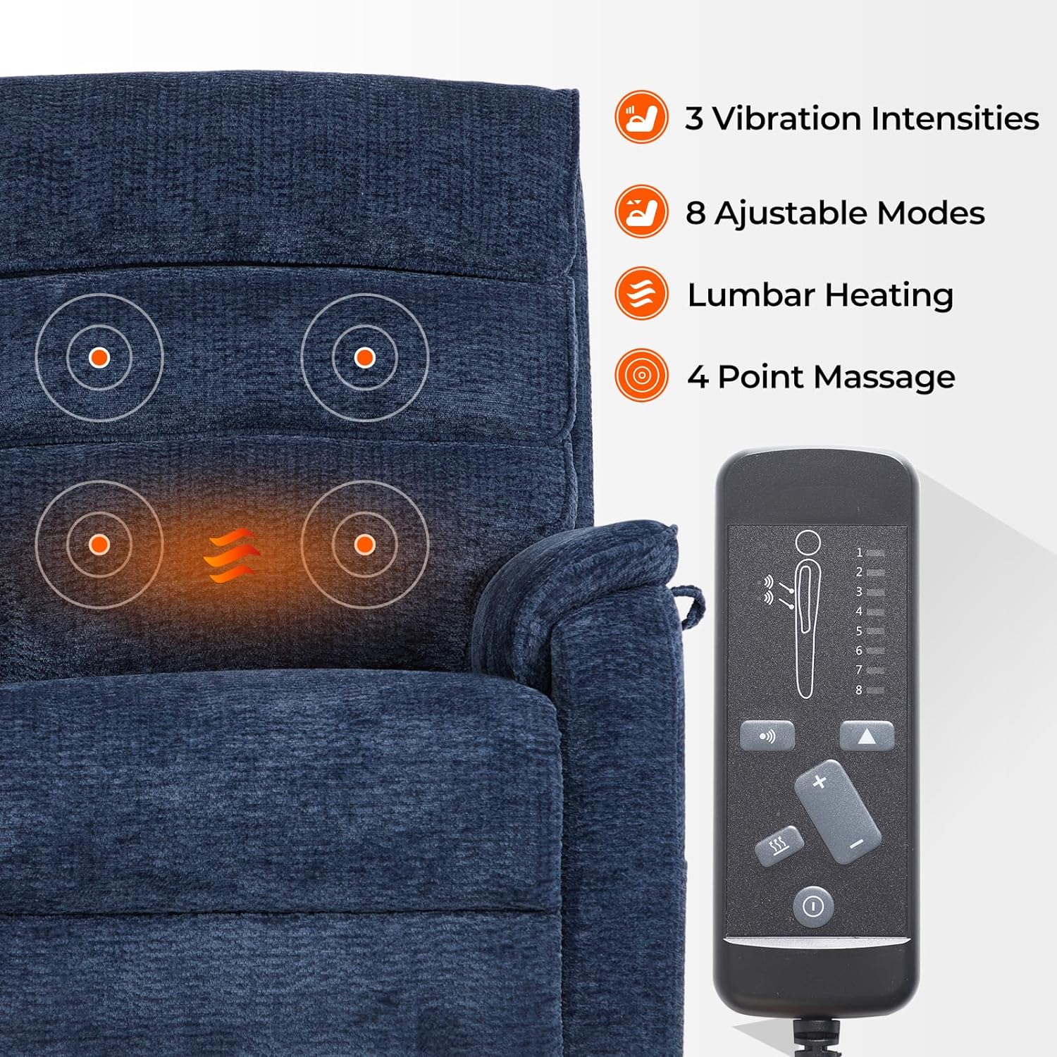Irene House 9188 Medium Dual Motor Lay Flat Recliner Lift Chair Recliners Infinite Position with Heat Massage for Elderly Up to 300 LBS Electric Power Lift Recliner Chair Sofa