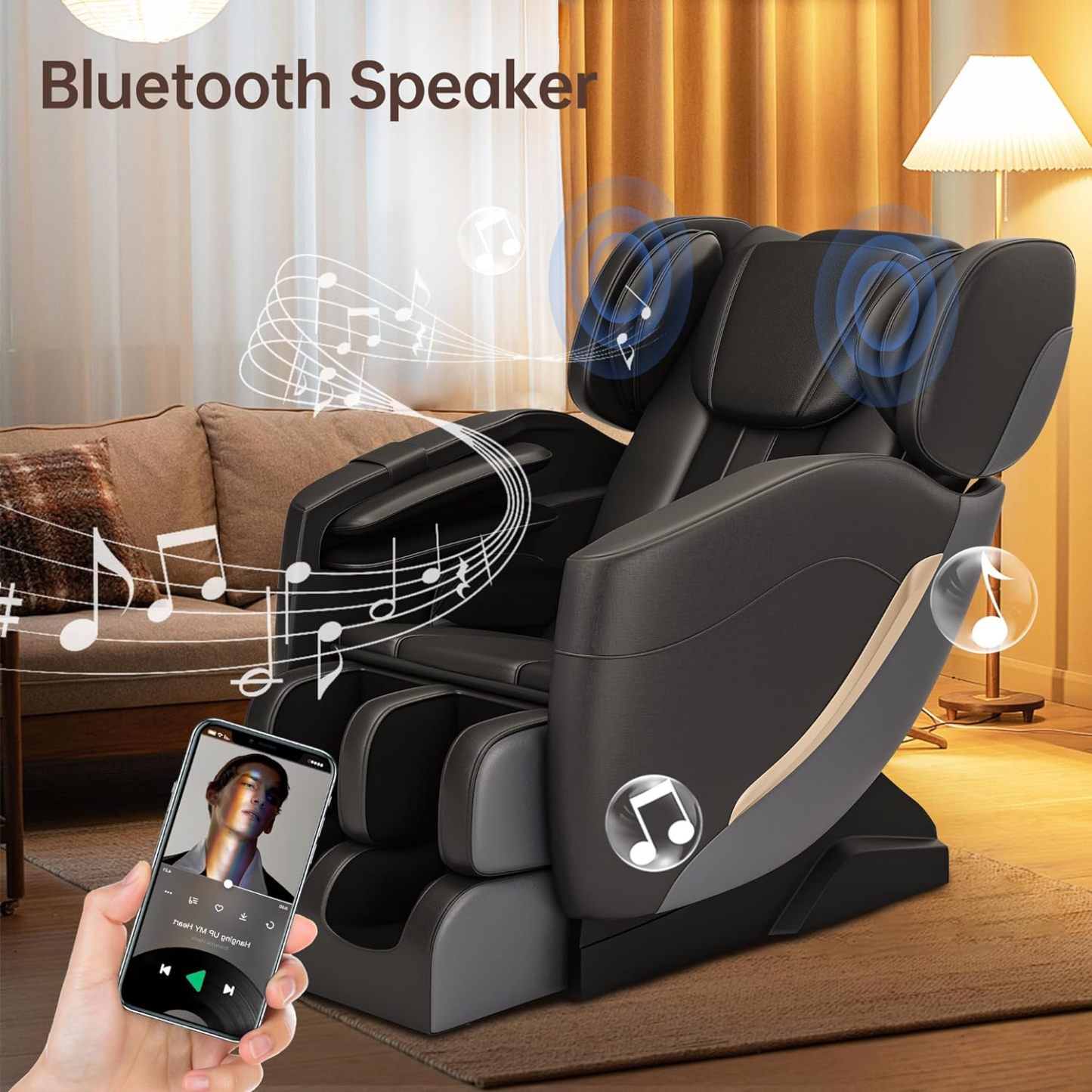 2024 Massage Chair, Full Body Zero Gravity Massage Chair with 8 Fixed Massage Rollers, 6 Auto Modes, Waist Heated, Bluetooth Speaker