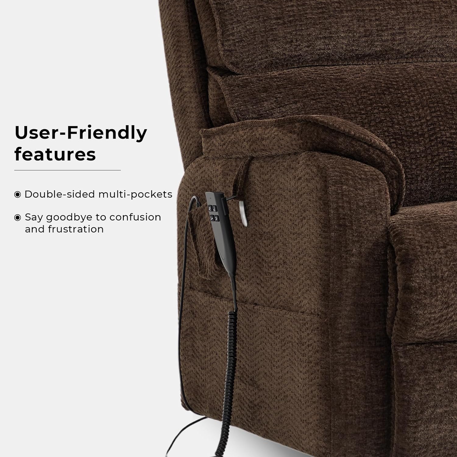 Irene House 9188 Medium Dual Motor Lay Flat Recliner Lift Chair Recliners Infinite Position with Heat Massage for Elderly Up to 300 LBS Electric Power Lift Recliner Chair Sofa