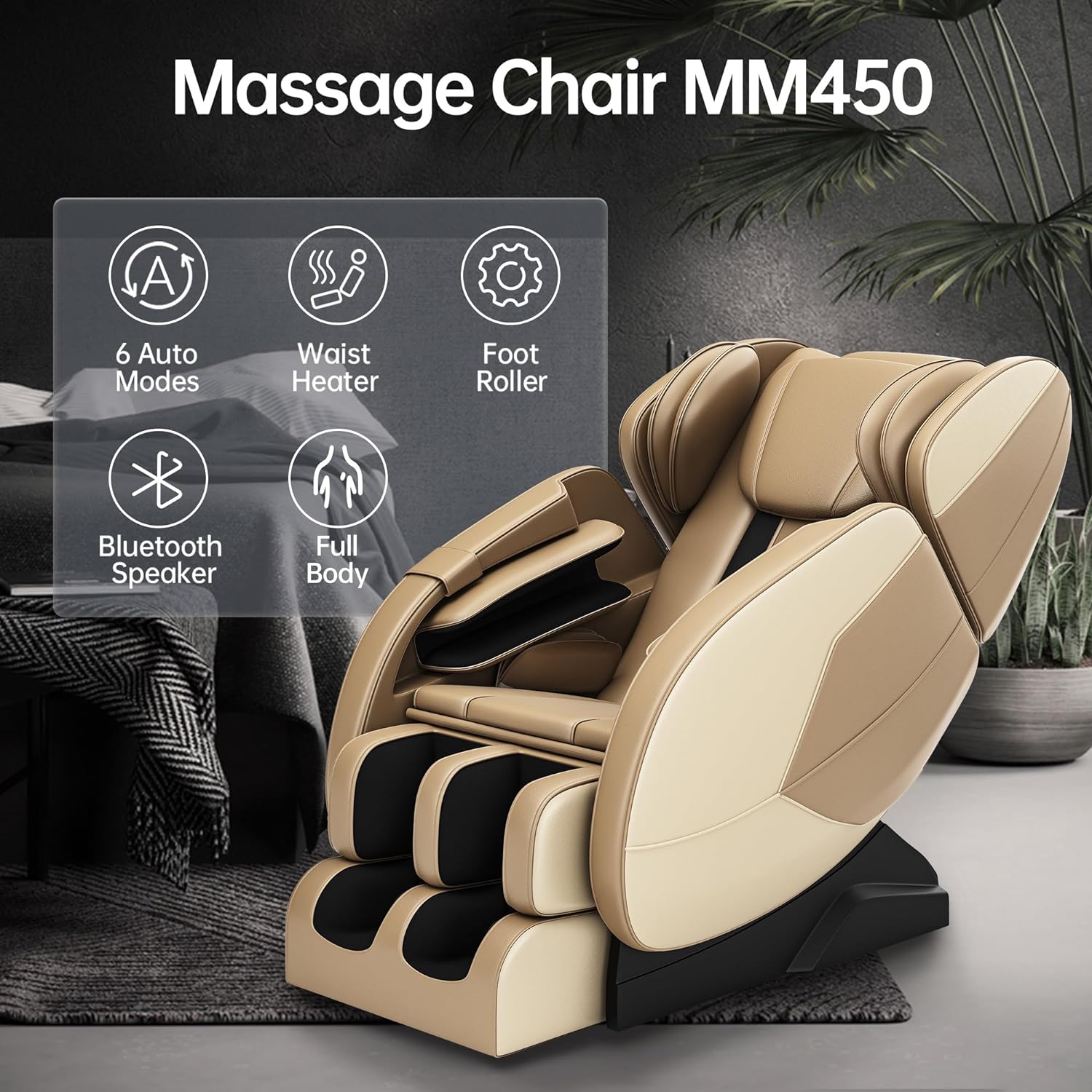 2024 Full Body Massage Chair, Zero Gravity Massage Chair Recliner with Heating Function, Auto Modes, Bluetooth Music Player, Foot Massage