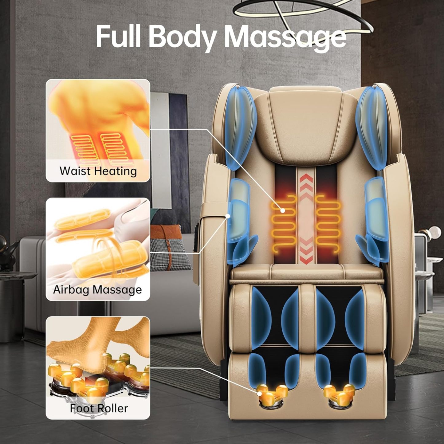 2024 Full Body Massage Chair, Zero Gravity Massage Chair Recliner with Heating Function, Auto Modes, Bluetooth Music Player, Foot Massage