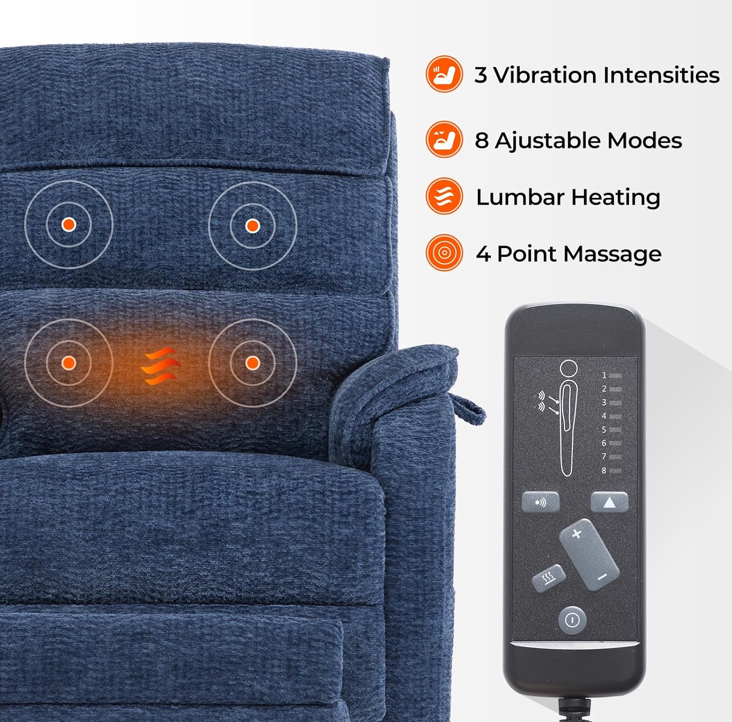 Irene House 9188 Medium Dual Motor Lay Flat Recliner Lift Chair Recliners Infinite Position with Heat Massage for Elderly Up to 300 LBS Electric Power Lift Recliner Chair Sofa