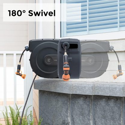 ⏰Giraffe Tools AW30 1/2MB Retractable Garden Hose Reel 1/2" x 100 ft PRO Metal Bracket, Any Length Lock Hose Reel