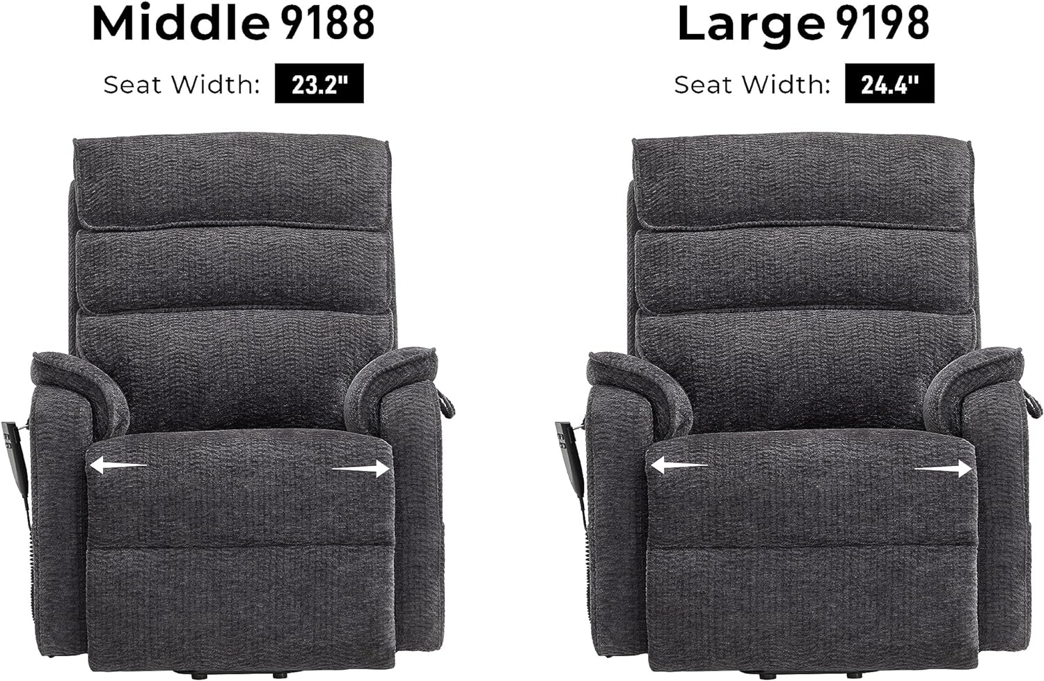 Irene House 9188 Medium Dual Motor Lay Flat Recliner Lift Chair Recliners Infinite Position with Heat Massage for Elderly Up to 300 LBS Electric Power Lift Recliner Chair Sofa