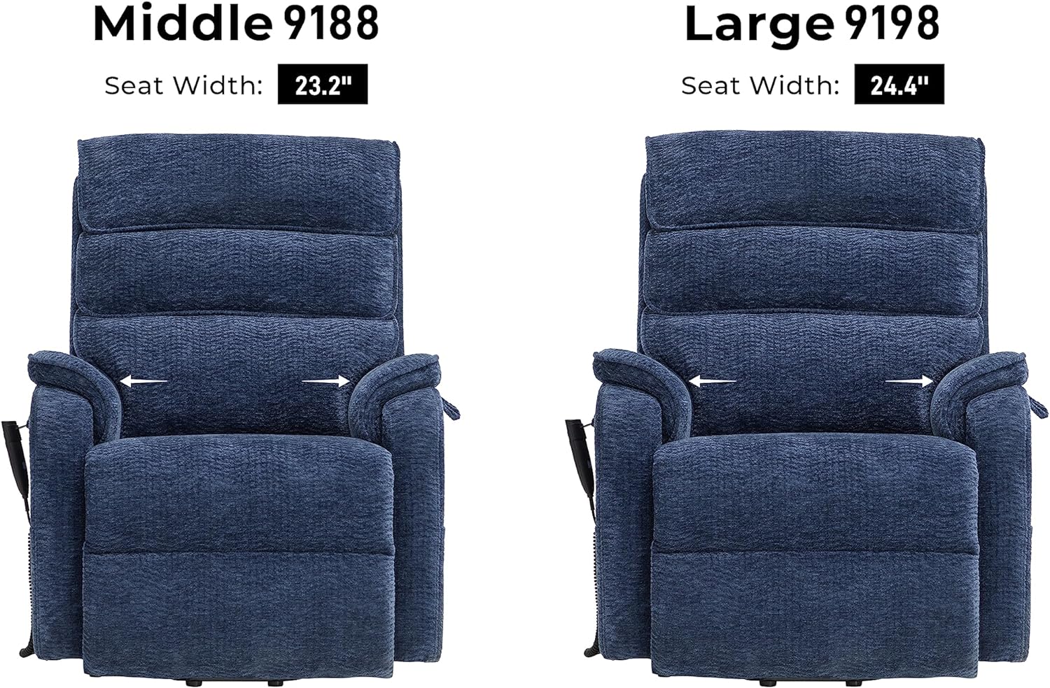 Irene House 9188 Medium Dual Motor Lay Flat Recliner Lift Chair Recliners Infinite Position with Heat Massage for Elderly Up to 300 LBS Electric Power Lift Recliner Chair Sofa