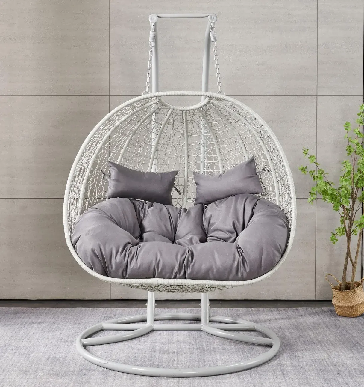 💖Clearance Sale⚡2 Person Wicker Patio Hanging Relaxation Swing Hammock Chair - With Stand and UV Protection Pad