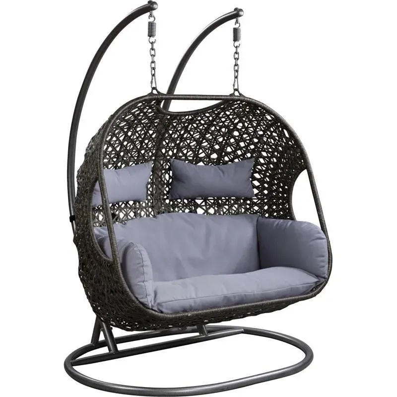 💖Clearance Sale⚡2 Person Wicker Patio Hanging Relaxation Swing Hammock Chair - With Stand and UV Protection Pad