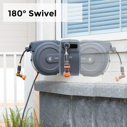 ⏰Giraffe Tools AW30 1/2MB Retractable Garden Hose Reel 1/2" x 100 ft PRO Metal Bracket, Any Length Lock Hose Reel