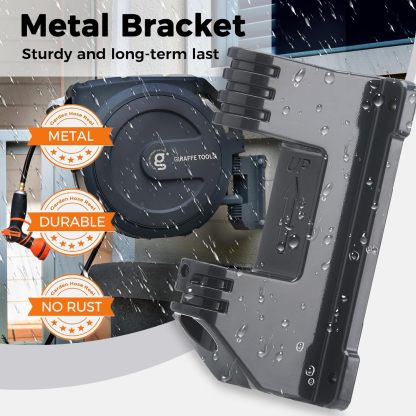 ⏰Giraffe Tools AW30 1/2MB Retractable Garden Hose Reel 1/2" x 100 ft PRO Metal Bracket, Any Length Lock Hose Reel