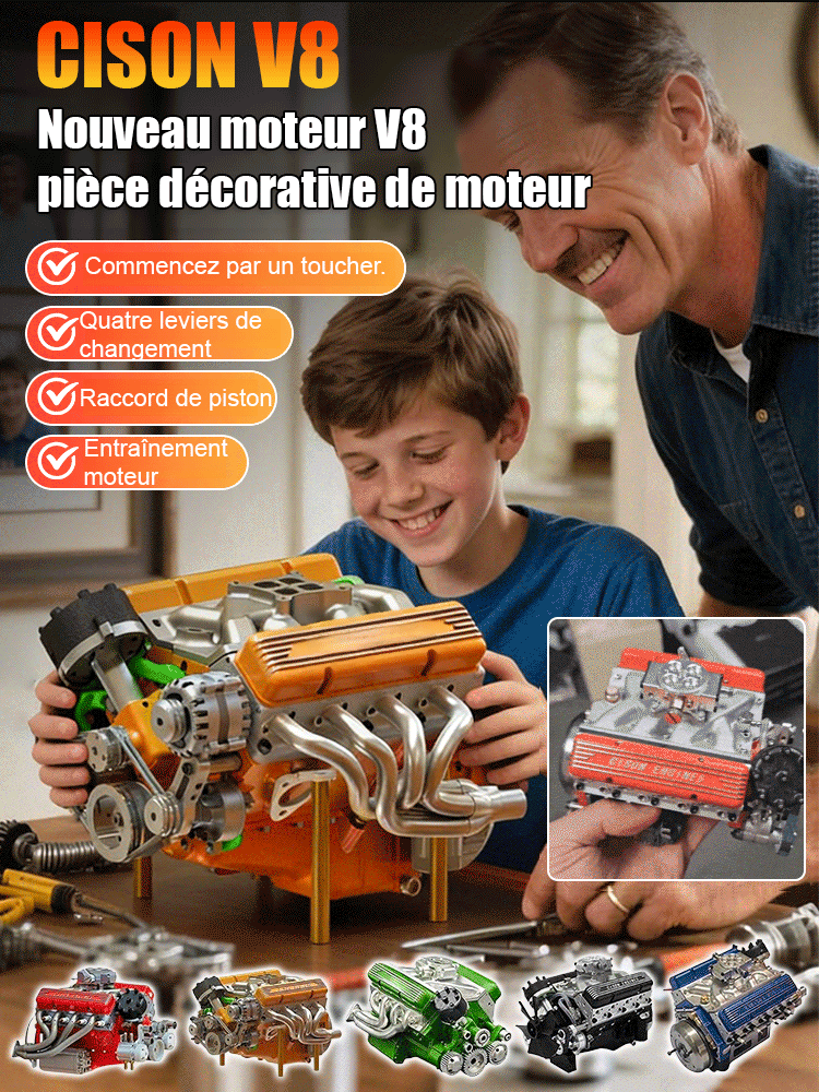 🔥 【Réplique de qualité】 Modèle de moteur V8 – usiné au CNC, entièrement fonctionnel
