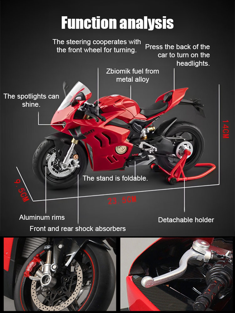  🔥 【Museum-Quality Replica】Ducati Alloy Simulation Motorcycle Figurine 