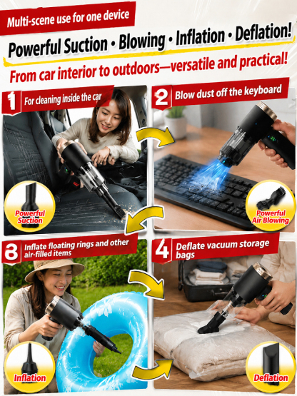 Multifunctional high-power car vacuum cleaner and air inflator