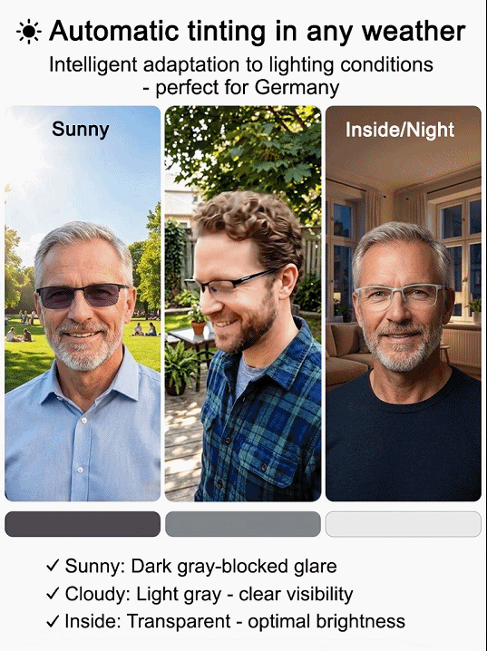 Photochromic Multifocal Metal Smart Reading Glasses