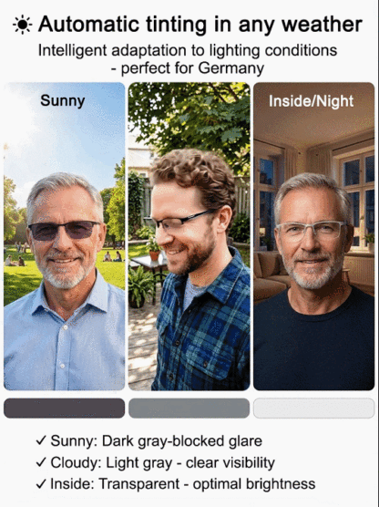 Photochromic Multifocal Metal Smart Reading Glasses