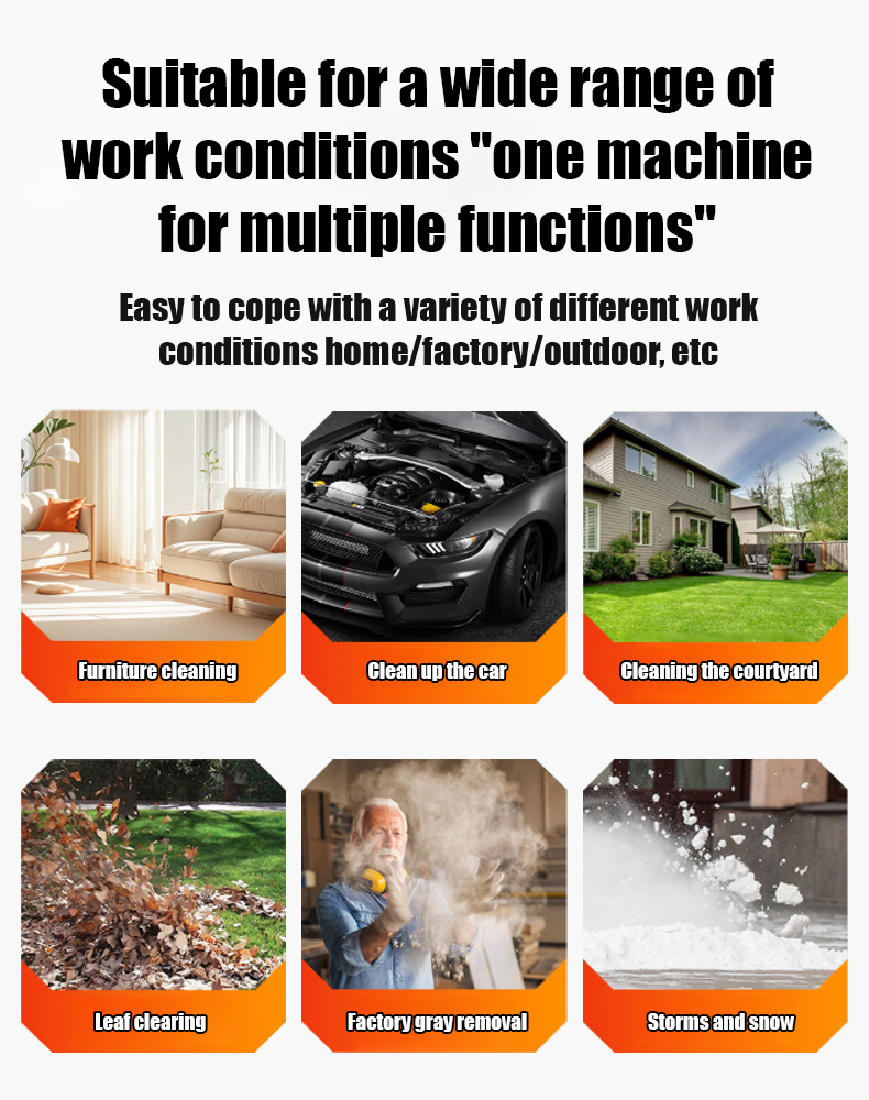 Dual-turbocharged lithium battery blower, with 3 adjustable wind speeds for convenient portability!