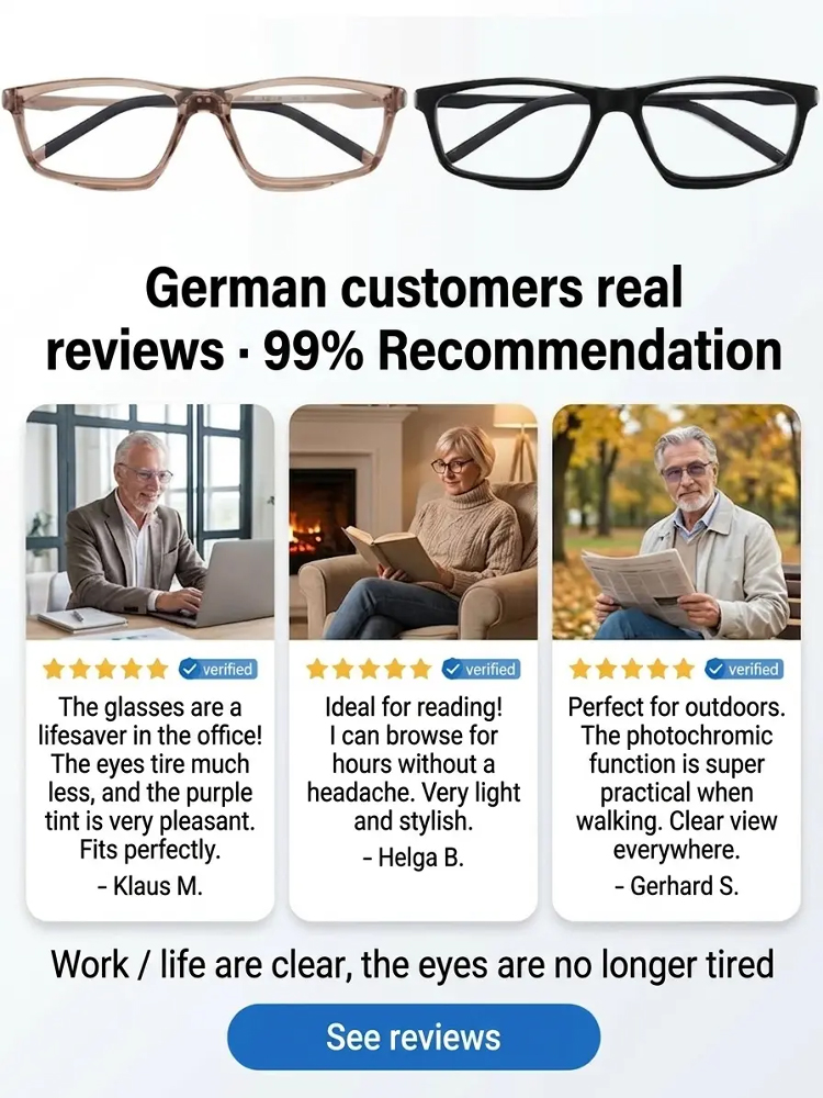 Photochromic High-End Anti-Blue Light Reading Glasses