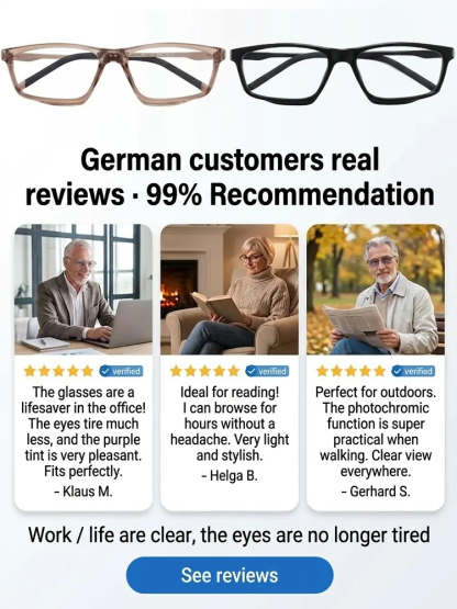 Photochromic High-End Anti-Blue Light Reading Glasses