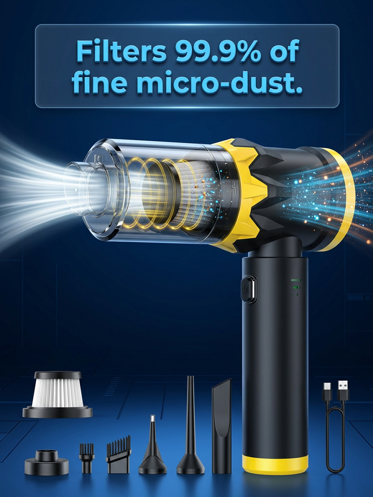 4-in-1 Multifunctional Wireless Car Vacuum Cleaner 20KPa Powerful Suction