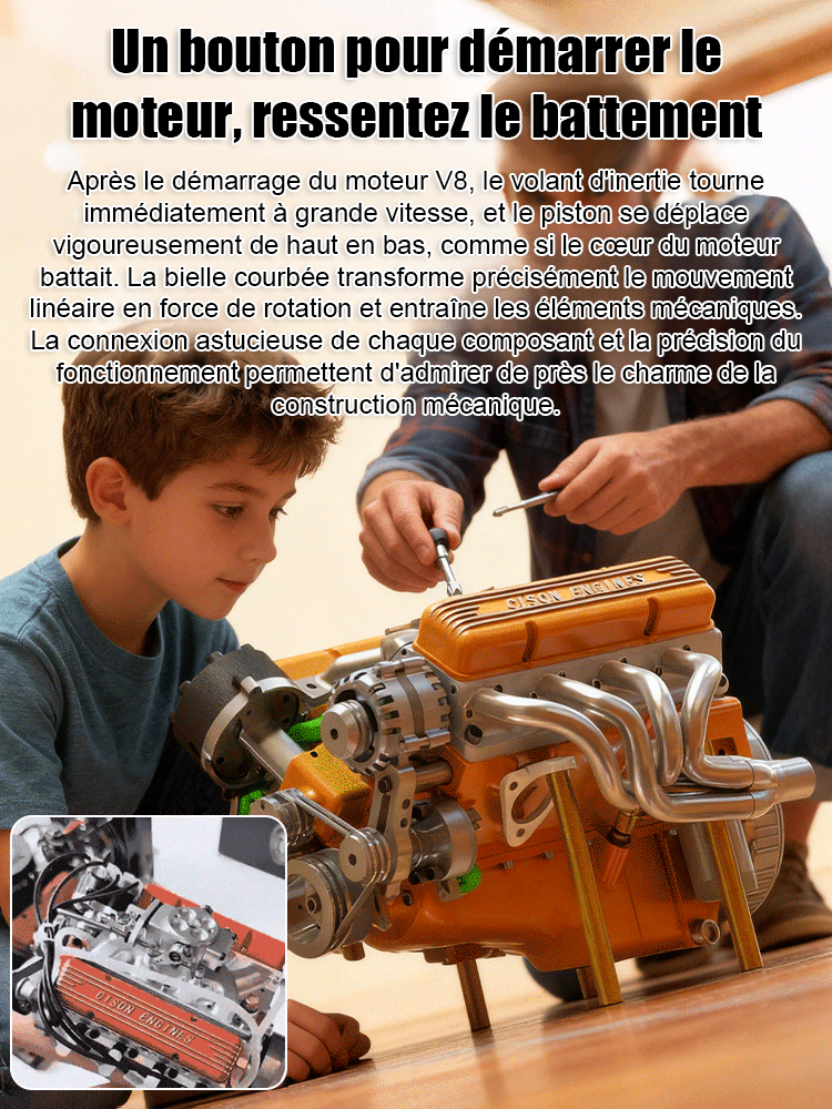🔥 【Réplique de qualité】 Modèle de moteur V8 – usiné au CNC, entièrement fonctionnel