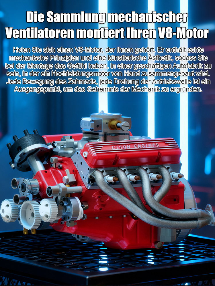 🔥 【100% Funktionsgetreu】V8-Motor-Modell – Benzinbetrieben, CNC-gefräst, voll lauffähig
