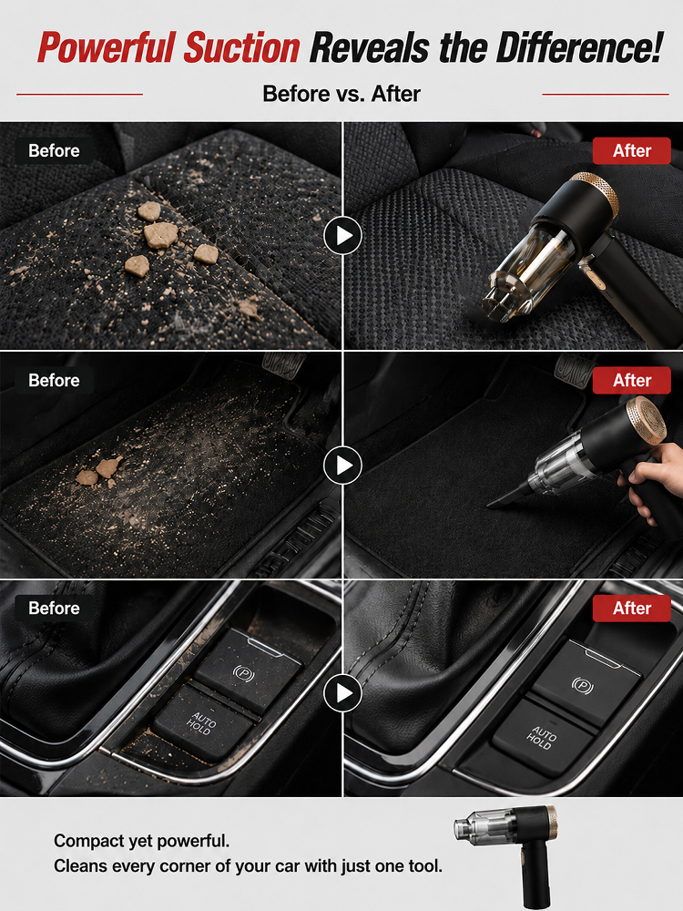 Multifunctional high-power car vacuum cleaner and air inflator