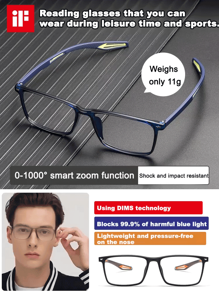 【✨️ Intelligent Zoom from -7.00 to +7.00】Self-adjusting glasses 📎 No eye exam required.