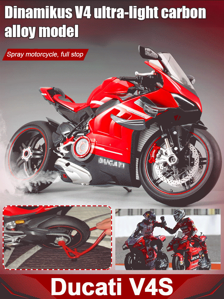  🔥 【Museum-Quality Replica】Ducati Alloy Simulation Motorcycle Figurine 