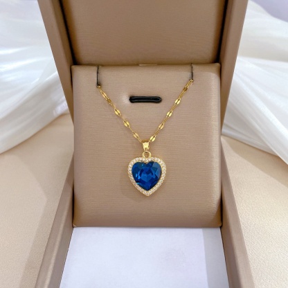 💥Desconto por tempo limitado💎Pingente feminino em forma de coração moissanite azul. colar de clavícula