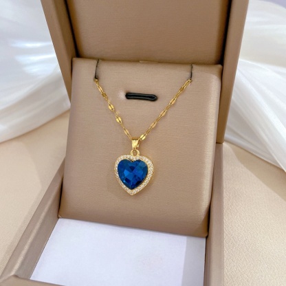 💥Desconto por tempo limitado💎Pingente feminino em forma de coração moissanite azul. colar de clavícula