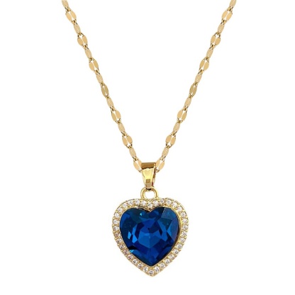 💥Desconto por tempo limitado💎Pingente feminino em forma de coração moissanite azul. colar de clavícula