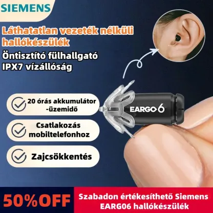 EARGO 6 OTC hallókészülék - szinte láthatatlan CIC, újratölthető, adaptív, az FDA által jóváhagyott.