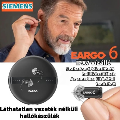 EARGO 6 OTC hallókészülék - szinte láthatatlan CIC, újratölthető, adaptív, az FDA által jóváhagyott.