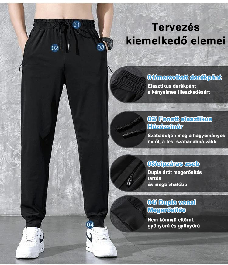 2023 légáteresztő, izzadságelvezető és gyorsan száradó jégselyem nadrág