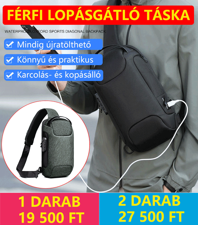 Férfi lopásgátló táska
