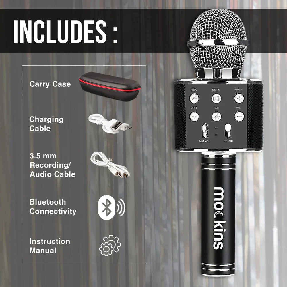 Φορητό μικρόφωνο Karaoke - Μικρόφωνο με ενσωματωμένο ηχείο Bluetooth - Συμβατό με συσκευές IOS και Android