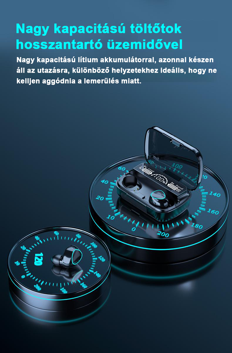 TWS Bluetooth 5.1 fülhallgató 3500mAh vízálló töltő doboz