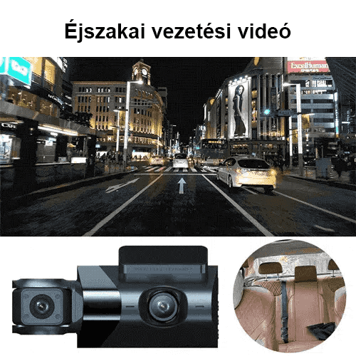 Hármas rögzítésű, nagyfelbontású WiFi-s autós kamera