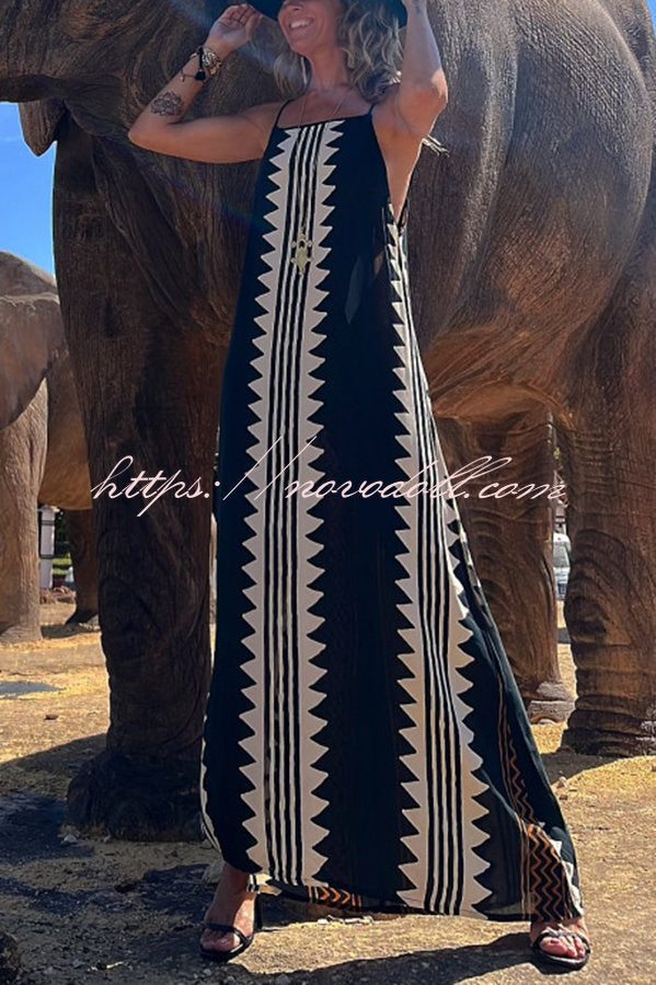 Take A Trip Ethnic Print Backless A-line Maxi Dress