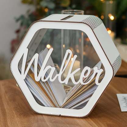 Személyre szabott esküvői hatszögletű kártya doboz