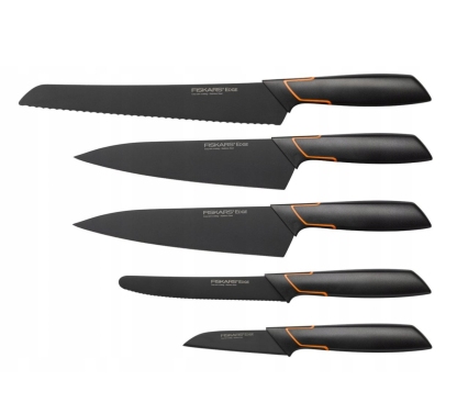 5 DB-OS KÉSKÉSZLET FISKARS EDGE BLOKKBAN, ÉLES KONYHAKÉS + ÉLEZŐ SZETT