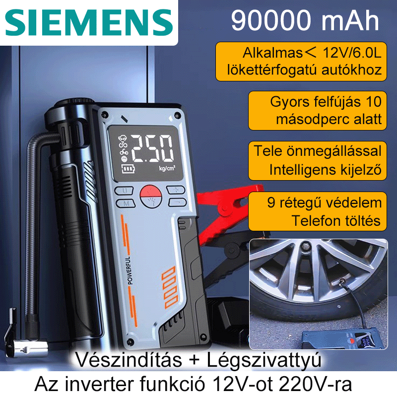 Siemens többfunkciós légszivattyú (vészindítás + inverter funkció)