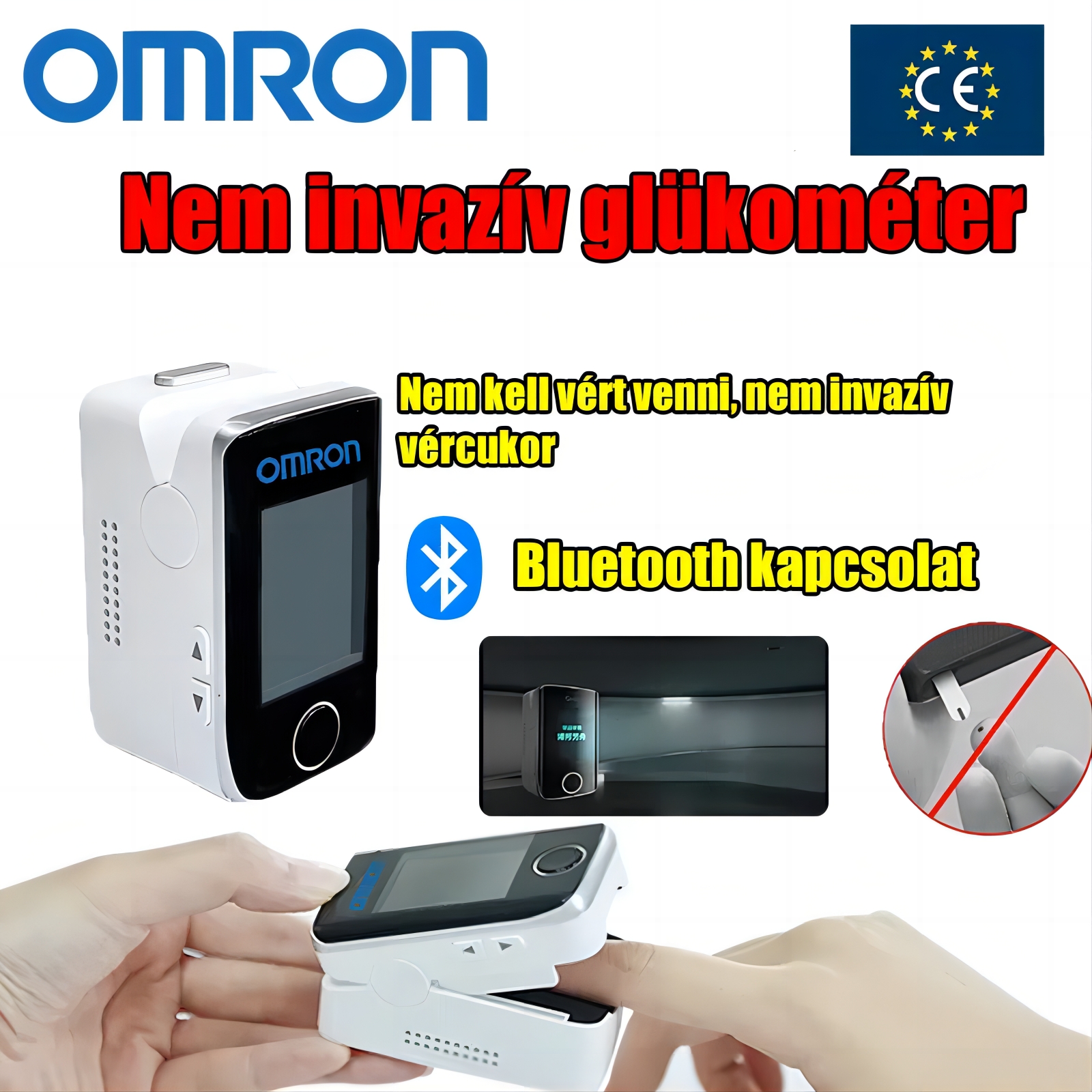 [Japánból importált] Nagy pontosságú, nem invazív Omron vércukormérő