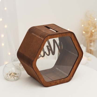 Személyre szabott esküvői hatszögletű kártya doboz