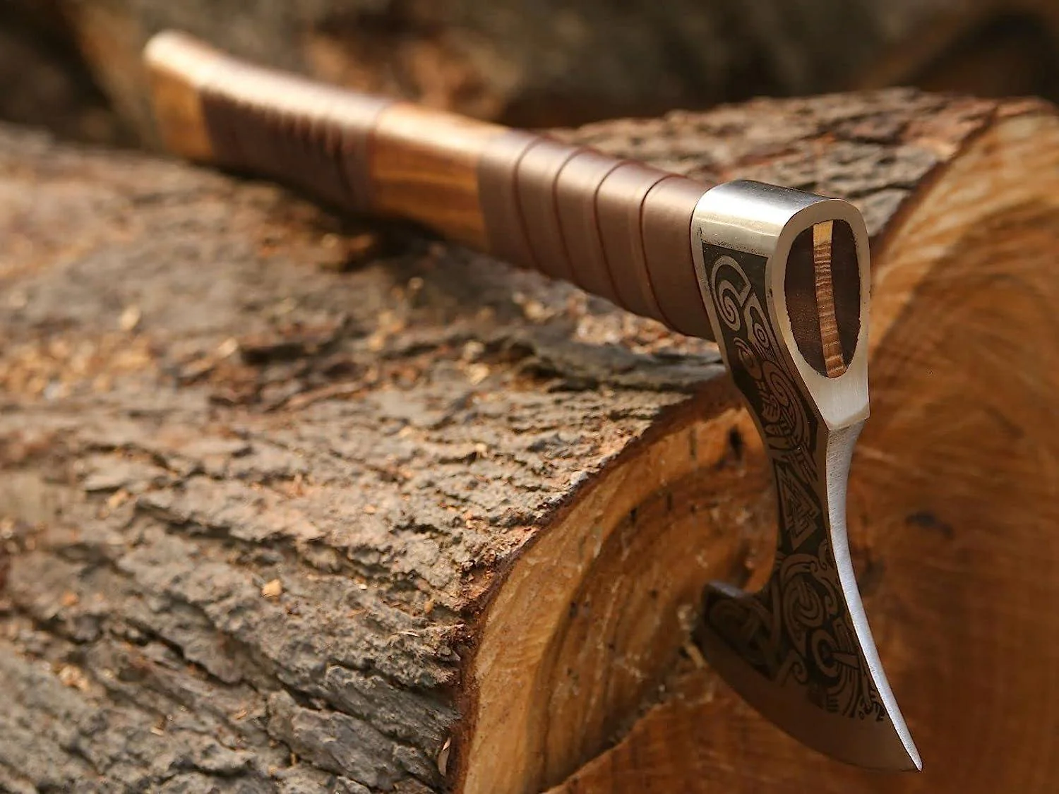 [Copy]Purple Dragon kempingbalta 14,7 hüvelykes kézzel kovácsolt hasítóbalta - kültéri fahasító, aprító és faragó szerszám bőr tokkal, bushcraft túlélő fa férfiaknak és nőknek