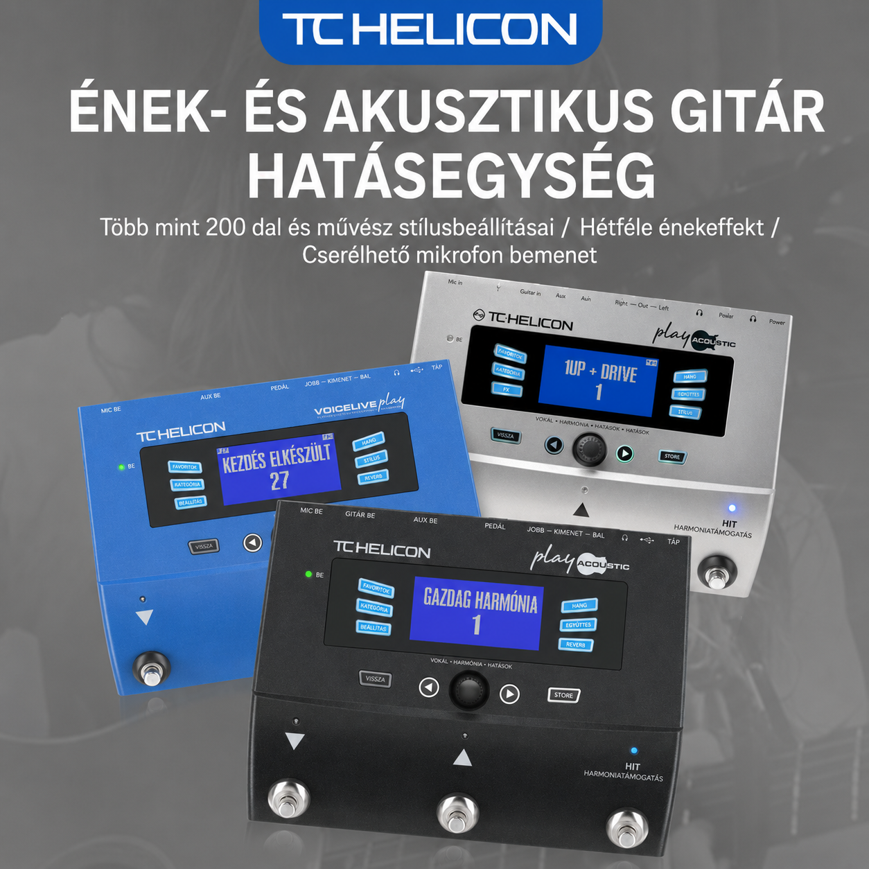 [Copy]TC Helicon kétcsatornás pedálos gitáreffekt erősítő, hordozható, újratölthető Bluetooth hangszóró